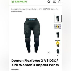 Demon Flexforce X V6 D30 Impact Pants - Sz Medium